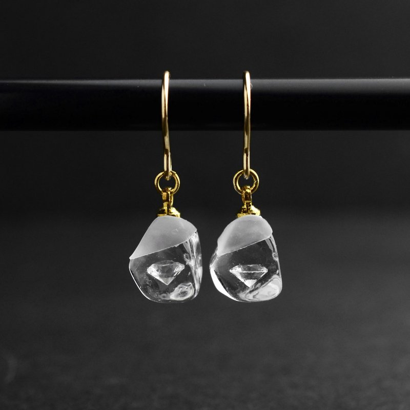 Cubic Zirconia, 14kgf, Drop Clip-On, Simple, Resin, Birthday Gift, Made in Japan - Earrings & Clip-ons - Resin Transparent