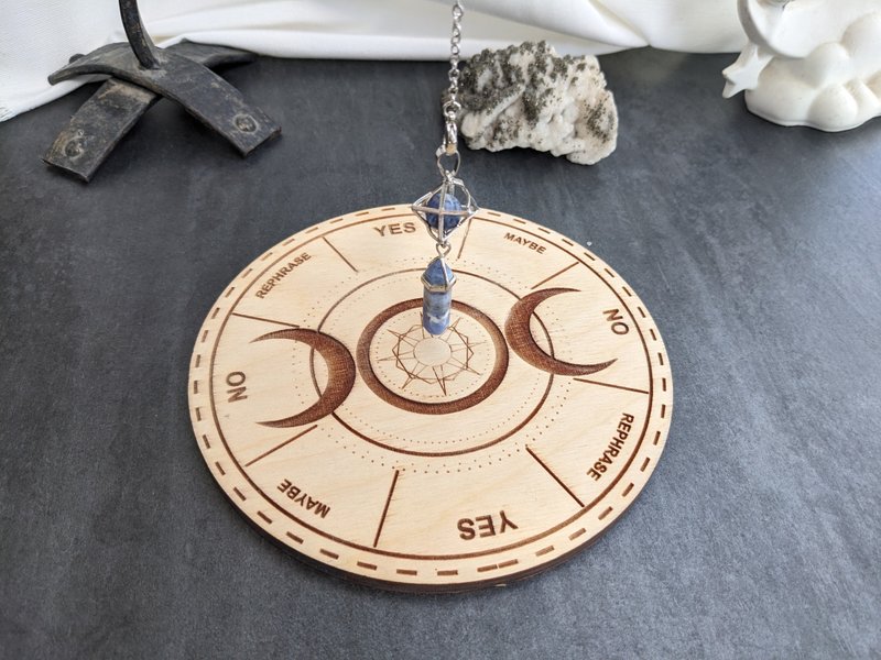 Divination board for answers Yes No game, Sun Moon pendulum board - 擺飾/家飾品 - 木頭 