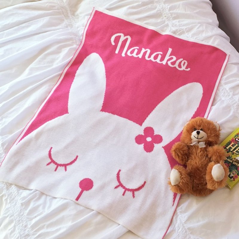 Customized name blanket・Bunny 60x80cm - Baby Gift Sets - Other Materials Multicolor