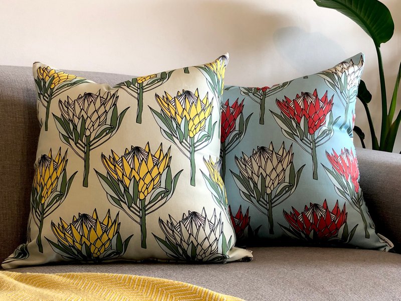 aLoveSupreme South Africa hand-painted single-sided pillowcase_yellow imperial flower - Pillows & Cushions - Cotton & Hemp 
