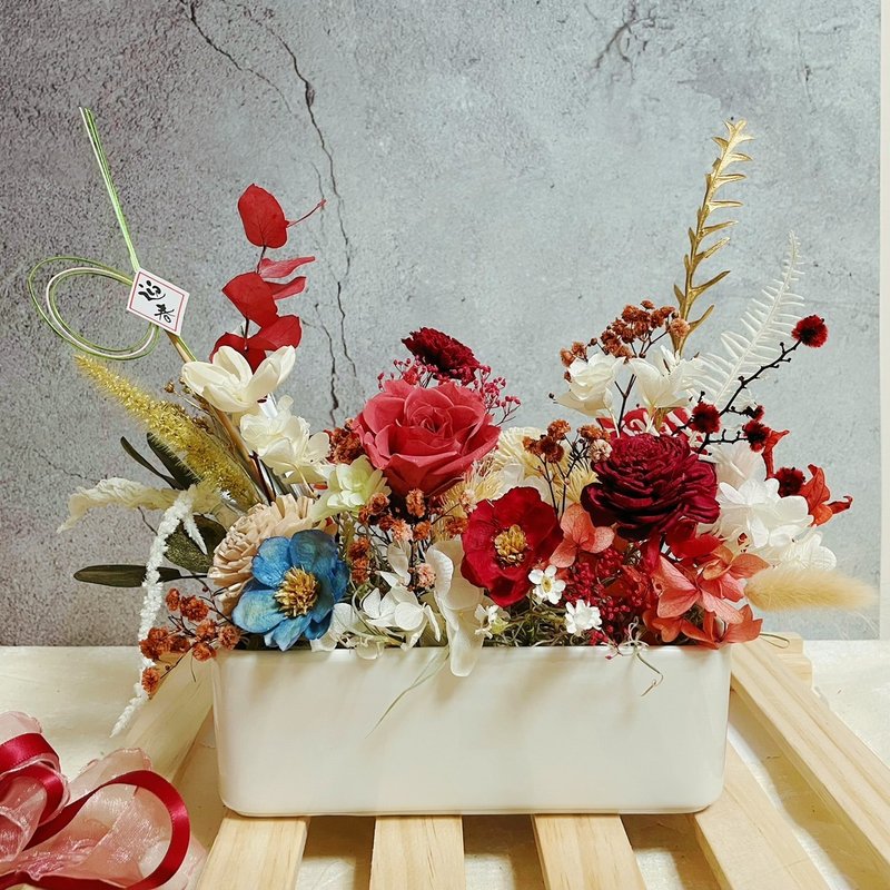 [Eternal Flower Gifts] Joyful Series of Everlasting Table Flowers/Opening Flower Gifts/Promotion Flower Gifts/Congratulation Flower Gifts - Dried Flowers & Bouquets - Plants & Flowers Red