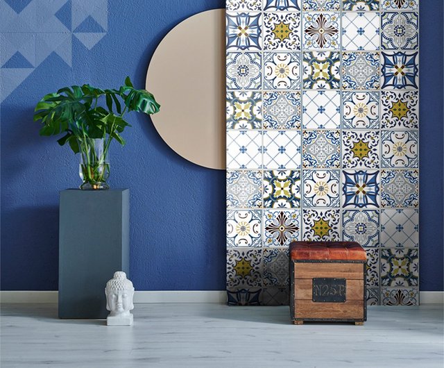 レトロタイルウォールステッカーbjヨーロピアンスタイル粘着壁紙タイルウォールステッカータイルステッカーベースボード防水 ショップ Decorh ウォールデコ 壁紙 Pinkoi