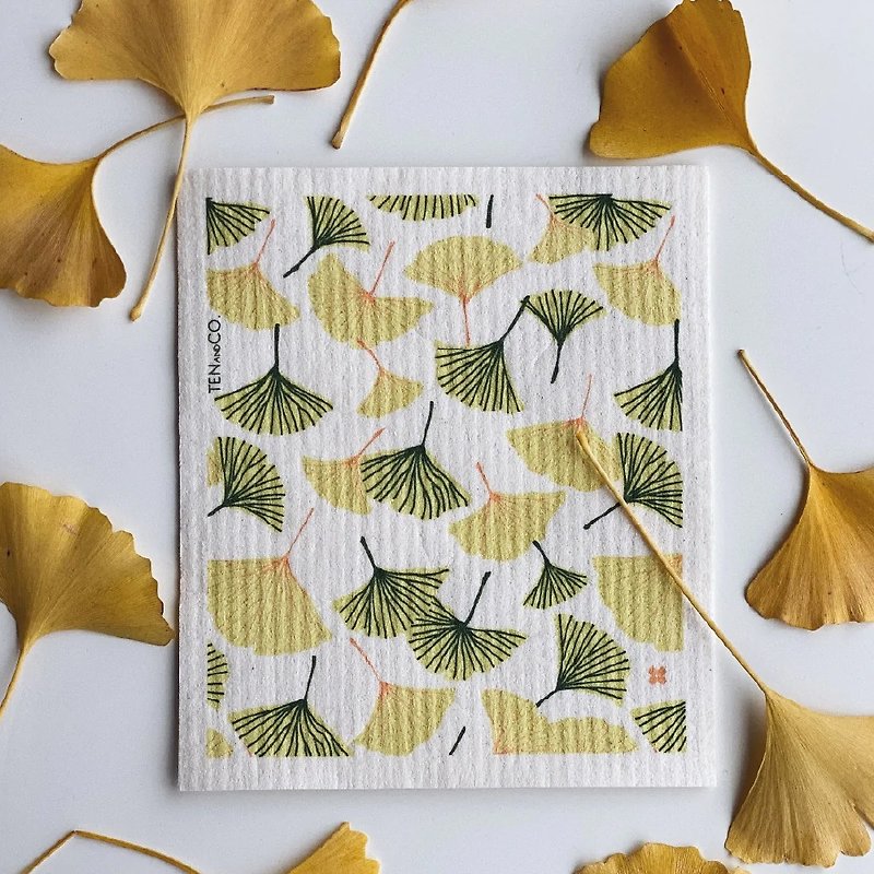 Environmentally friendly and durable kitchen towel + tea towel gift set-Ginkgo leaf - Other - Eco-Friendly Materials Multicolor