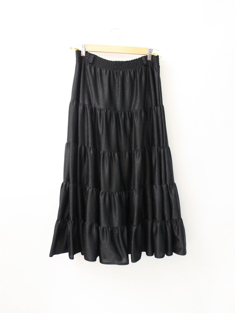 Vintage simple black A word Europe and the United States vintage dress European Vintage Skirt - Skirts - Polyester Black