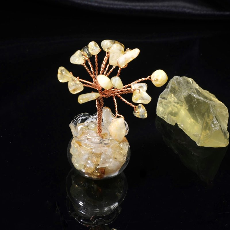 【Make a wish】シトリン金運招財ウィッシュクリスタルツリー お正月 招財樹 クリスタル置物 - 置物 - クリスタル イエロー