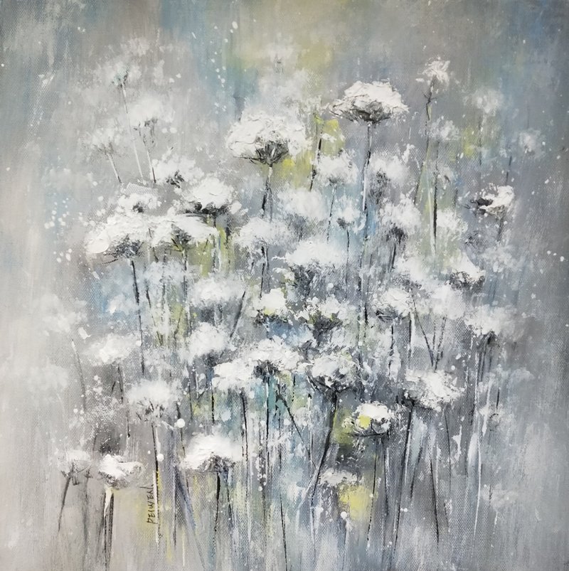 Chen Yuwen's Oil Painting Creation September Snow in Early Autumn - Posters - Pigment White