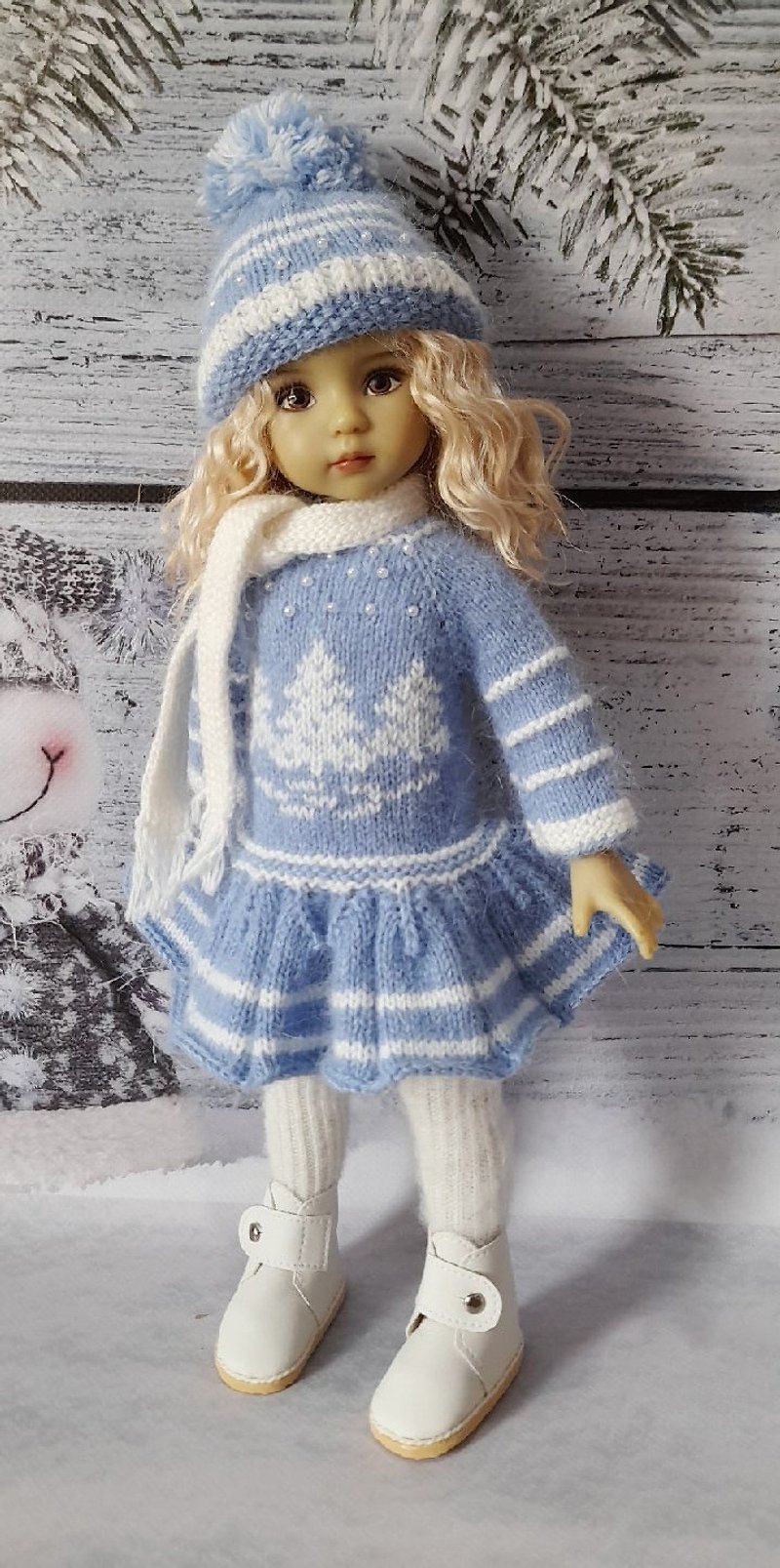 OOAK OUTFIT FOR DOLLS Little Darlings Effner 13,Paola Reina - Stuffed Dolls & Figurines - Wool White