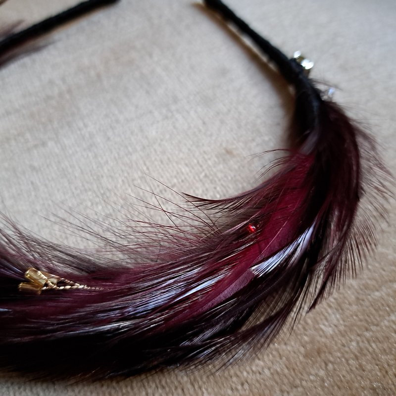 Handmade Feather Headband-Fantasy Ballet Series-Lady of Fire - ที่คาดผม - วัสดุอื่นๆ สีแดง