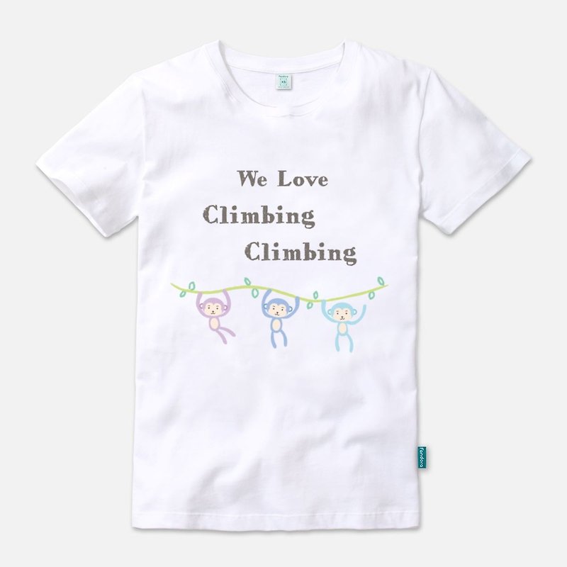 We Love Climbing Climbing - Neutral Short Sleeve T-shirt - เสื้อฮู้ด - ผ้าฝ้าย/ผ้าลินิน ขาว