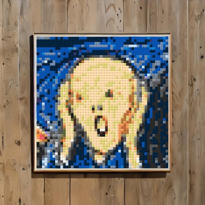 【Decoration】Famous mosaic bricks paintings: The Scream - Edvard Munch - Wall Décor - Plastic Blue