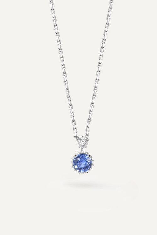 Maison de lumin 0.56ct星願天然寶石剛玉藍寶石墜無鏈18k金項鍊