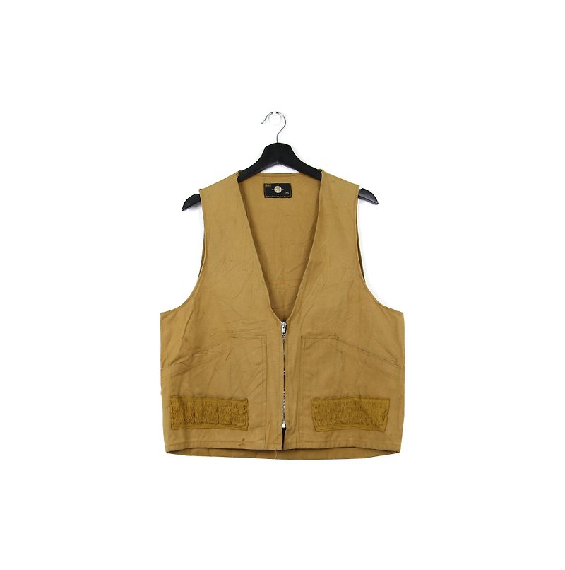 Back to Green Hunting vest khaki / / men and women can wear M-03 - เสื้อกั๊กผู้ชาย - ผ้าฝ้าย/ผ้าลินิน 