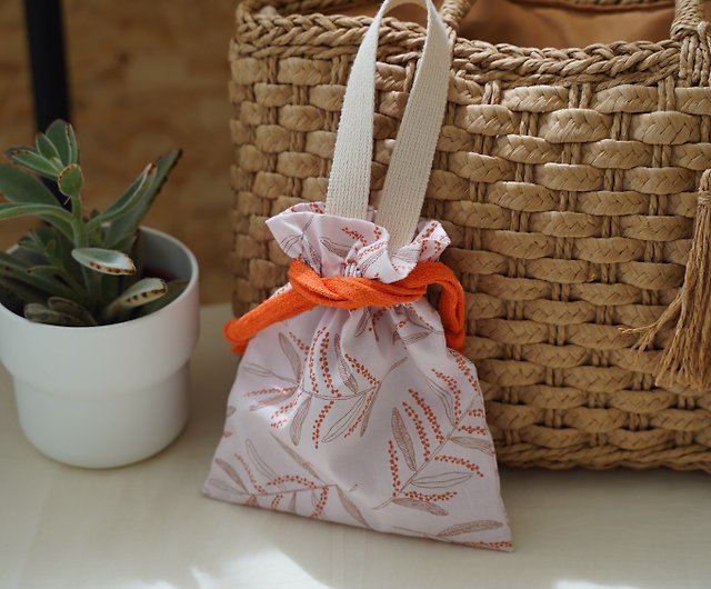 Gold copper rice leaf / portable drawstring storage bag