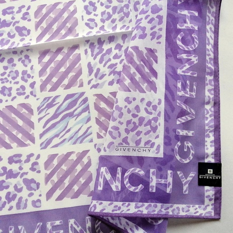 Givenchy Vintage Handkerchief Purple Gift for Mom 21 x 21 inches - Scarves - Cotton & Hemp Purple