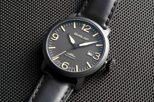 Burlap Watches Burlap Watches 香港品牌 THE CLASSIC 經典三針款 全黑航空手錶