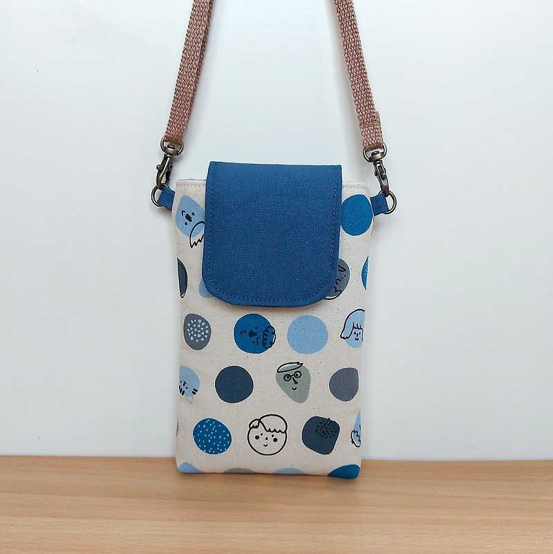 Cross-body/neck-hanging mobile phone bag-polka dot emoticon bag - Phone Cases - Cotton & Hemp 