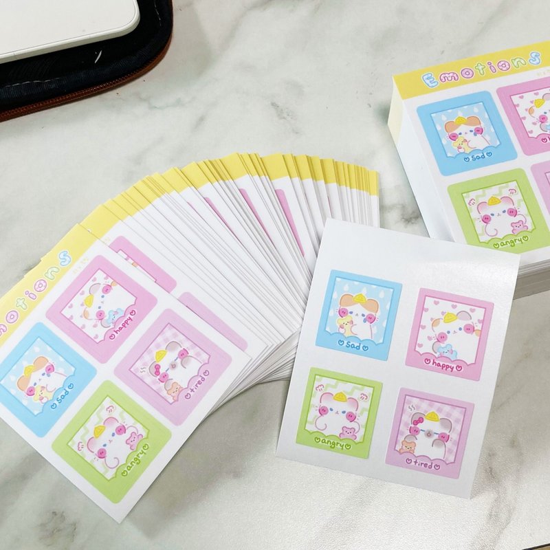 How do you feel today? Cat Polaroid peel-off sticker - Korean Cute (lintam) - 貼紙 - 紙 多色