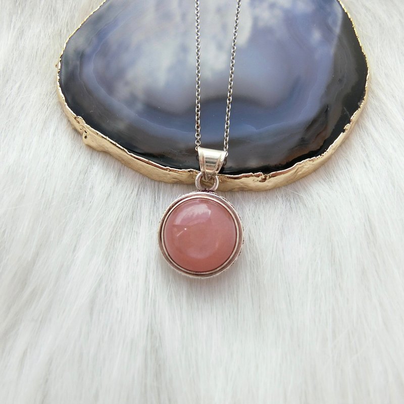 Peach Moonstone 925 Sterling Silver Twist Necklace Nepalese Handmade Silverware - Necklaces - Gemstone Silver