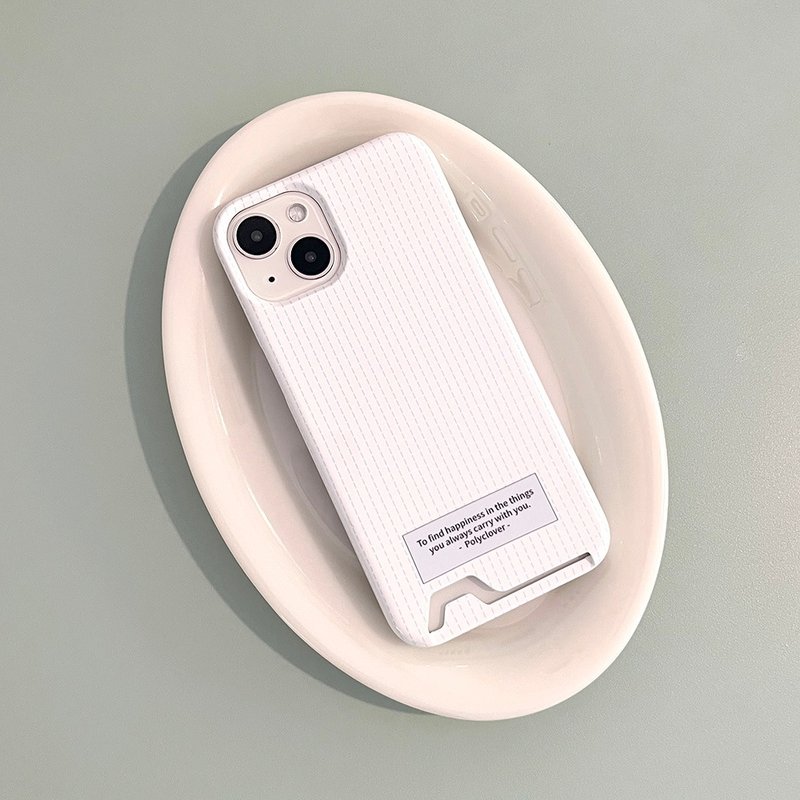 white dotted line card storage phone case - 手機殼/手機套 - 其他材質 白色