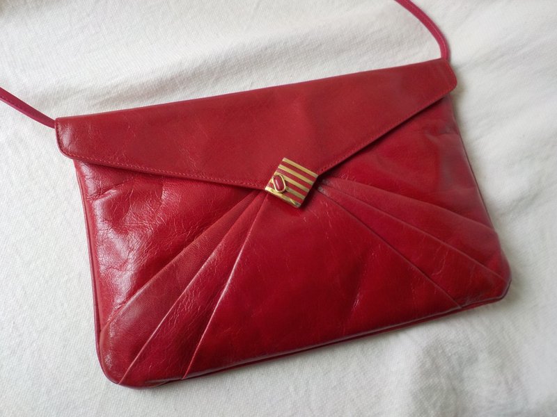 FOAK Vintage/Pre-Ordered/Florentine Red Antique Envelope Bag - Messenger Bags & Sling Bags - Genuine Leather 