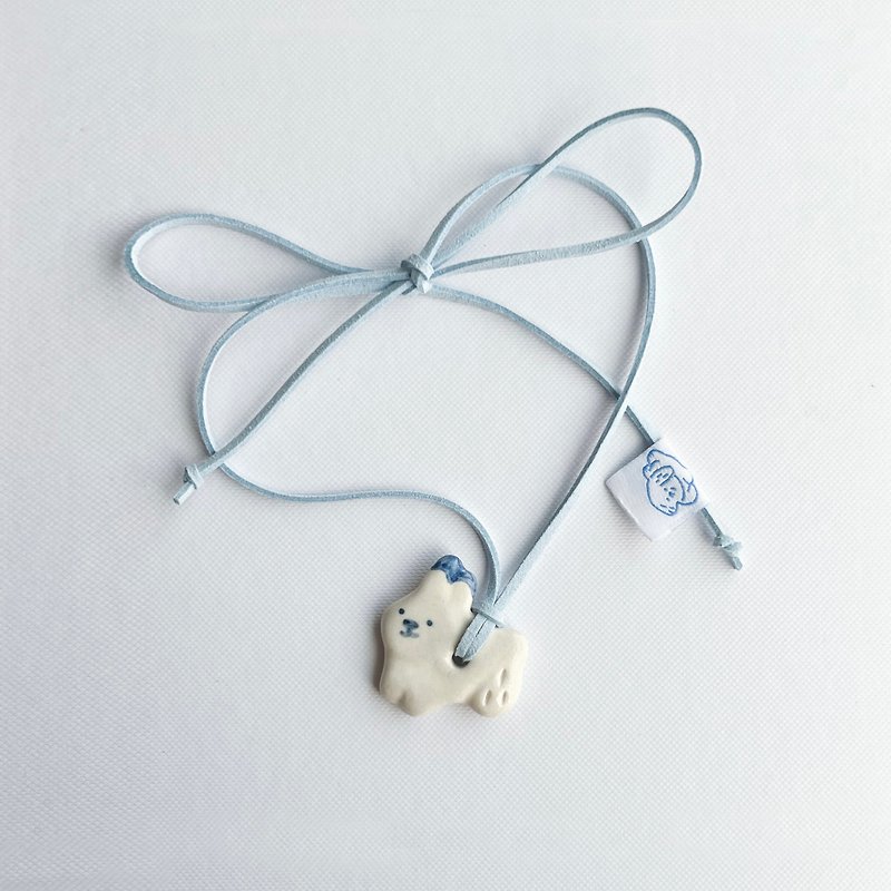 merry milky hand pinched white porcelain necklace | Snow Rabbit - Necklaces - Porcelain White