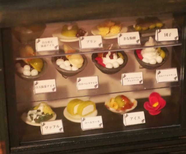 ミニチュア和菓子スイーツショーケース黒 - ショップ miniature