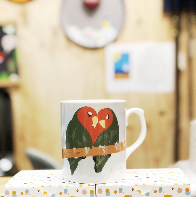 Mug - Love Birds - Mugs - Pottery Multicolor