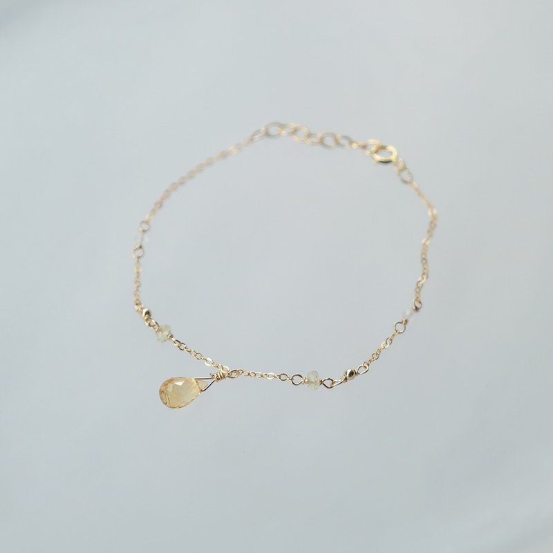 Citrine Bracelet Gorgeous Small Water Drops Lucky Fortune 14K Gold Injected Gold Washing Non-fading Moonstone - Bracelets - Gemstone Gold