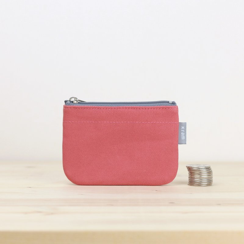 Double layer coin purse/Japanese canvas--Vibrant Red - กระเป๋าใส่เหรียญ - ผ้าฝ้าย/ผ้าลินิน สีแดง