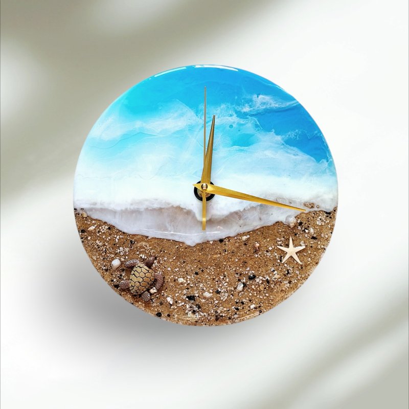 Resin Ocean Clock, Resin Art Ocean Waves Wall Clock, Deep Blue Sea Style - Clocks - Acrylic Blue