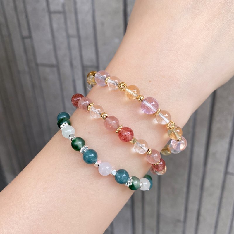 Yuzhao Tea | Blue Water Jade Grape Chalcedony Crystal Bracelet - สร้อยข้อมือ - คริสตัล สีเขียว