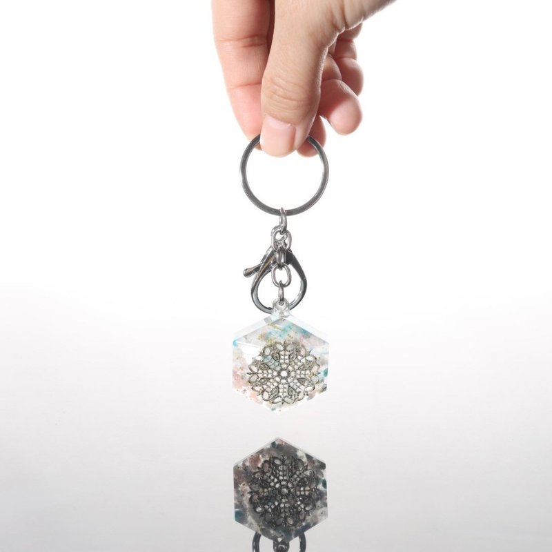 [カスタマイズギフト] オーシャンフラワーキーホルダー/変更可能なネックレス - 直感と感情の解放 - キーホルダー・キーケース - 半貴石 ブルー