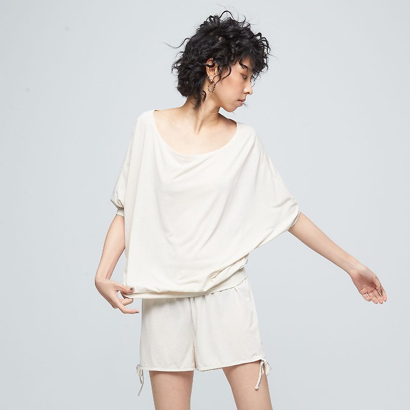 Reboot-Soho functional sleeve top (female)-foggy Khaki - เสื้อยืดผู้หญิง - เส้นใยสังเคราะห์ สีกากี