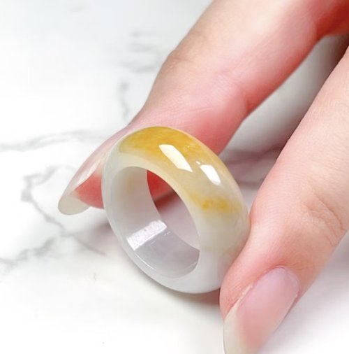 瓔珞珠寶盒 E.L.Jewelry Box 【求‧緣】飄黃翡翡翠戒指戒圈|國際12圍|天然緬甸玉翡翠A貨|送禮