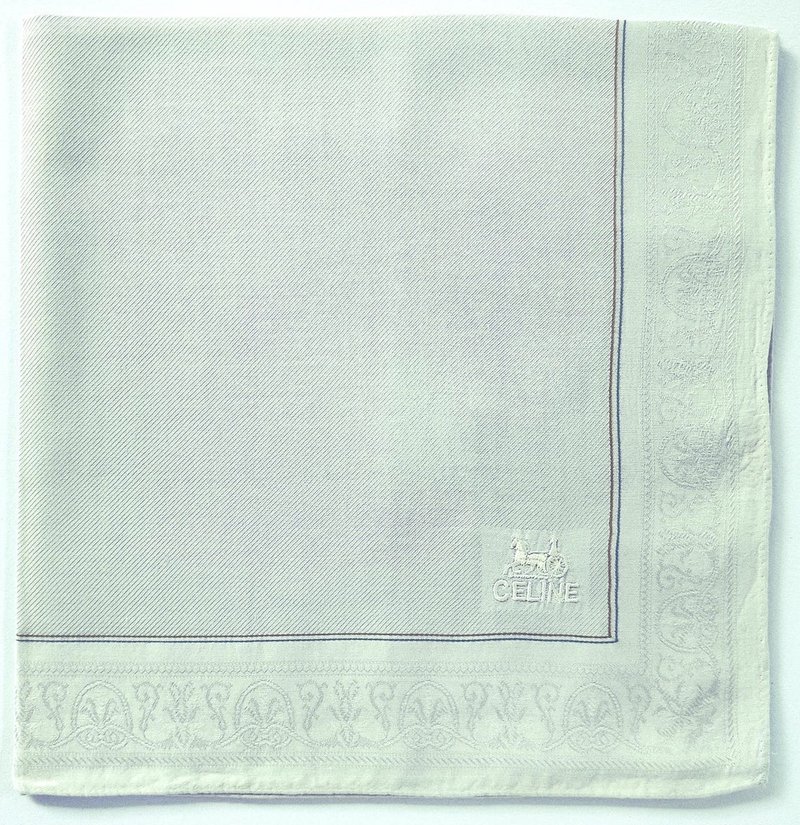 Celine Paris Vintage Handkerchief 20 x 19.5 inches - Handkerchiefs & Pocket Squares - Cotton & Hemp White