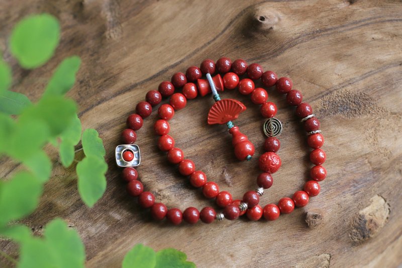 Spring and Autumn Handmade | 6mm original ore emperor sand purple gold sand | s925 Silver| double circle New Year - Bracelets - Semi-Precious Stones Red