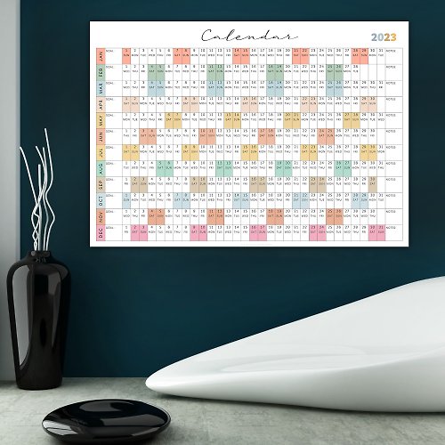 tanondesign 2023 Wall Calendar, Large Calendar, Desk Calendar, Yearly Calendar. Printable