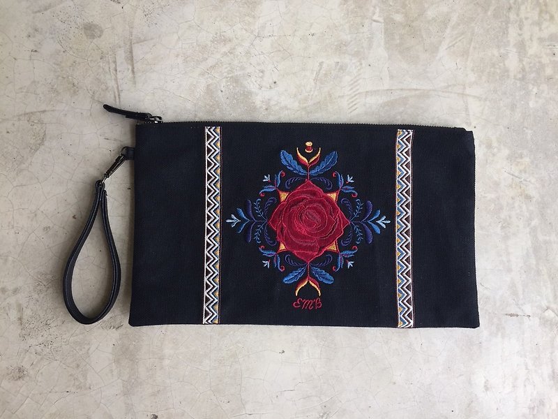 Hoola Rose Black Clutch - Handbags & Totes - Other Materials Black