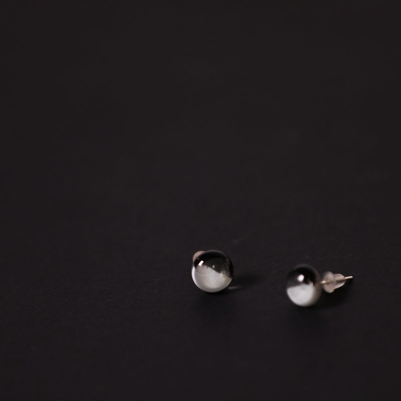 recycled glass earring-black and white-fair trade - Earrings & Clip-ons - Glass Black