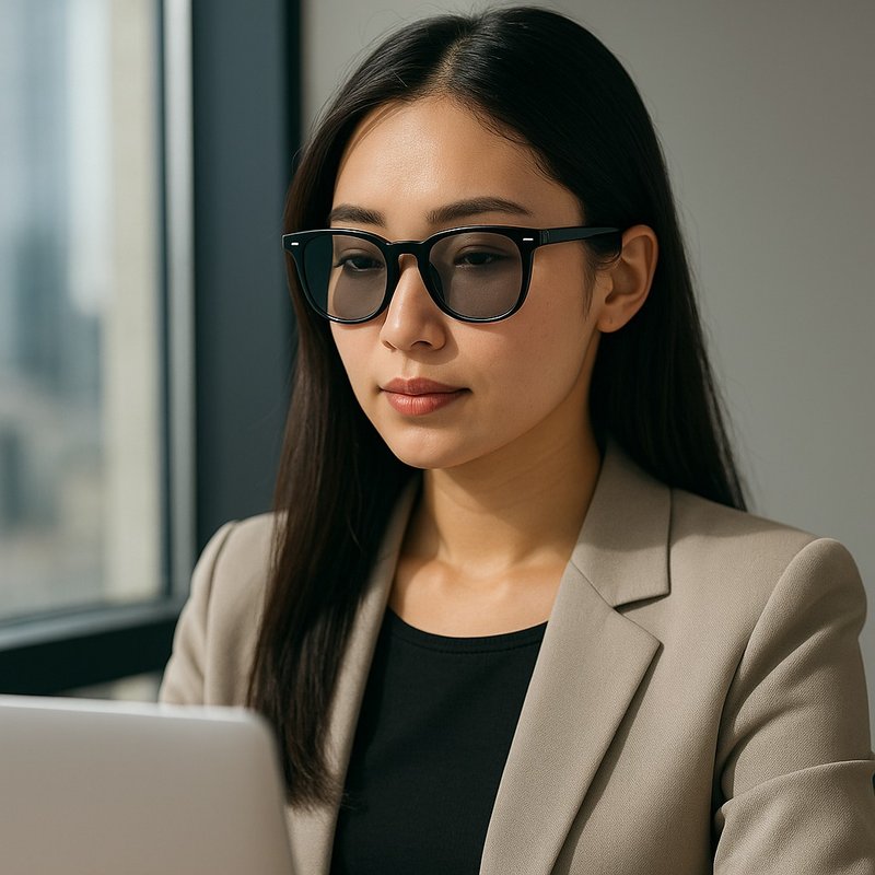 輕變色濾藍光眼鏡 UV400 抗藍光護眼 高透光舒適 - 眼鏡/鏡框 - 塑膠 黑色