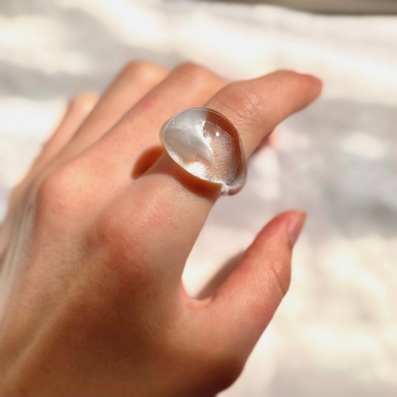-晴天の雲-ガラス リング   glass ring - 戒指 - 玻璃 白色