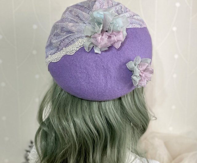ディムモアール ベレー帽 ヘアゴム Brightlele ベレー レディース ベレー帽 帽子 無地 ウール 毛 暖