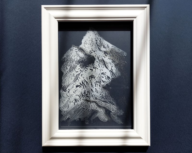 N4 Silver white light blue Holiday winter wall art Abstract mountains Monotype - Posters - Paper Transparent