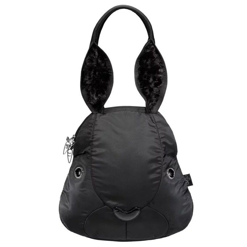 Morn Creations Genuine Rabbit Side Backpack (L) Black (RA-703-BK) - Messenger Bags & Sling Bags - Other Materials Black