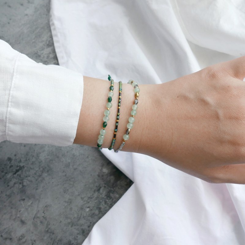 May Green Aventurine / Birthstone Morse Code Blessing Bracelet / Customized / Fast Shipping / Birthday Bridesmaids - สร้อยข้อมือ - เครื่องประดับพลอย สีเขียว