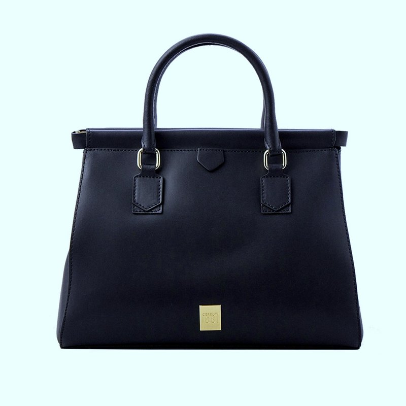 Cerruti 1881 top Italian calfskin handbag shoulder bag (new counter display) - กระเป๋าถือ - หนังแท้ สีดำ