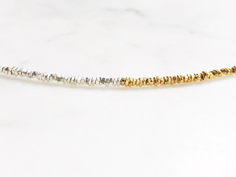 :: Silver :: Silver mine limited edition two-tone broken silver (gold + silver) sterling silver bracelet - สร้อยข้อมือ - เงิน 