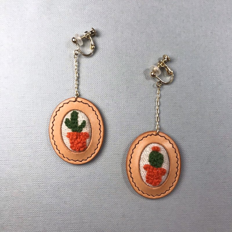 [Limited Edition] Succulent Leather Earrings - Earrings & Clip-ons - Genuine Leather 