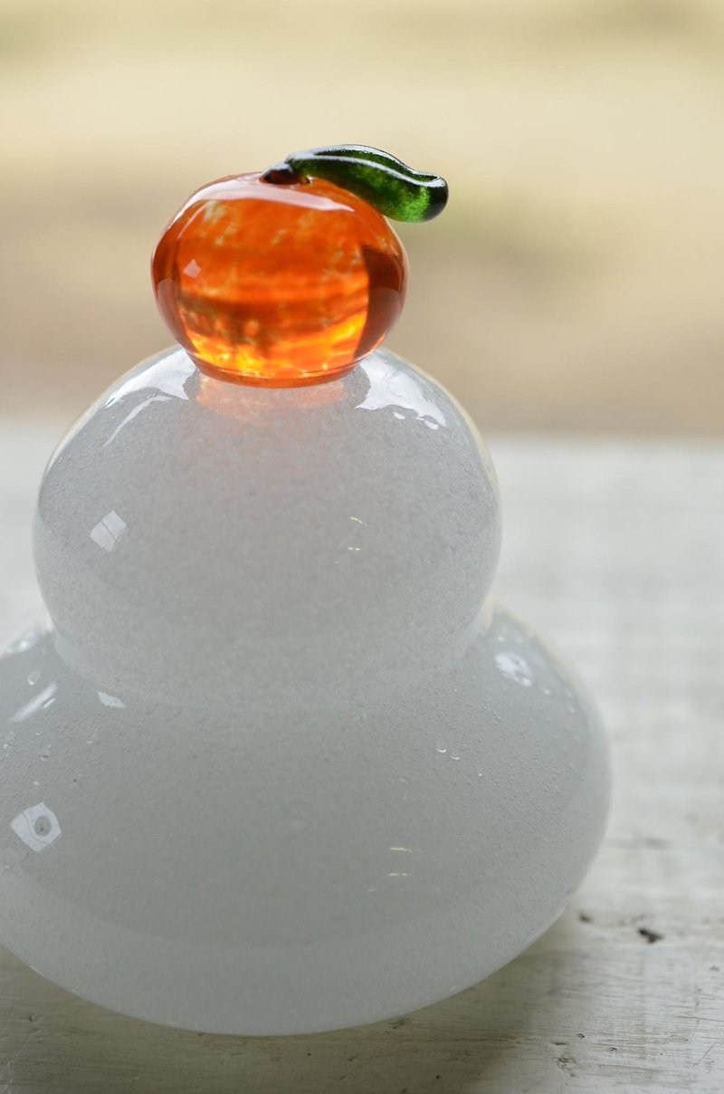 Mini-mini glass kagami mochi - ของวางตกแต่ง - แก้ว ขาว