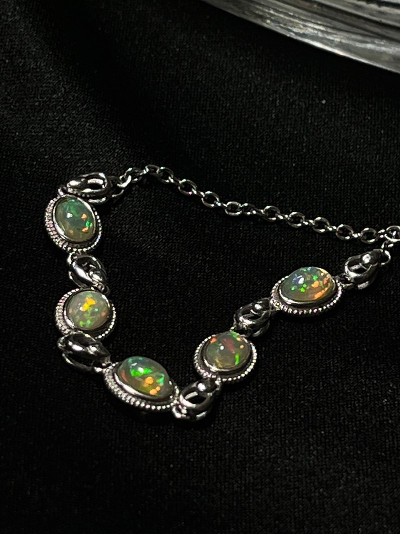 Opal silver chain bracelet s925 sterling silver opal opal bracelet - Bracelets - Semi-Precious Stones 